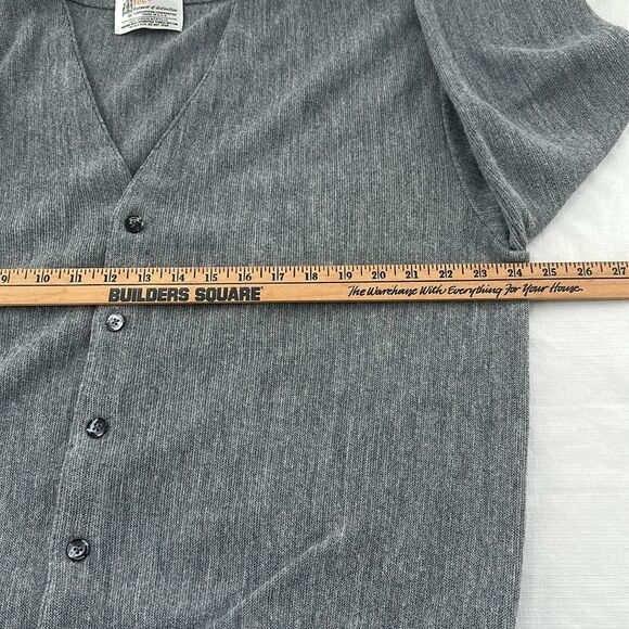 London Fog Sweater Mens Big 2X Gray Vintage Cardigan Grandpa V-Neck Button 80s - Picture 9 of 9